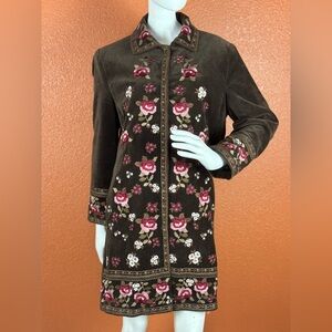 NYGARD COLLECTION Embroidered Floral Velvet Coat Jacket Womens Size  14. B25